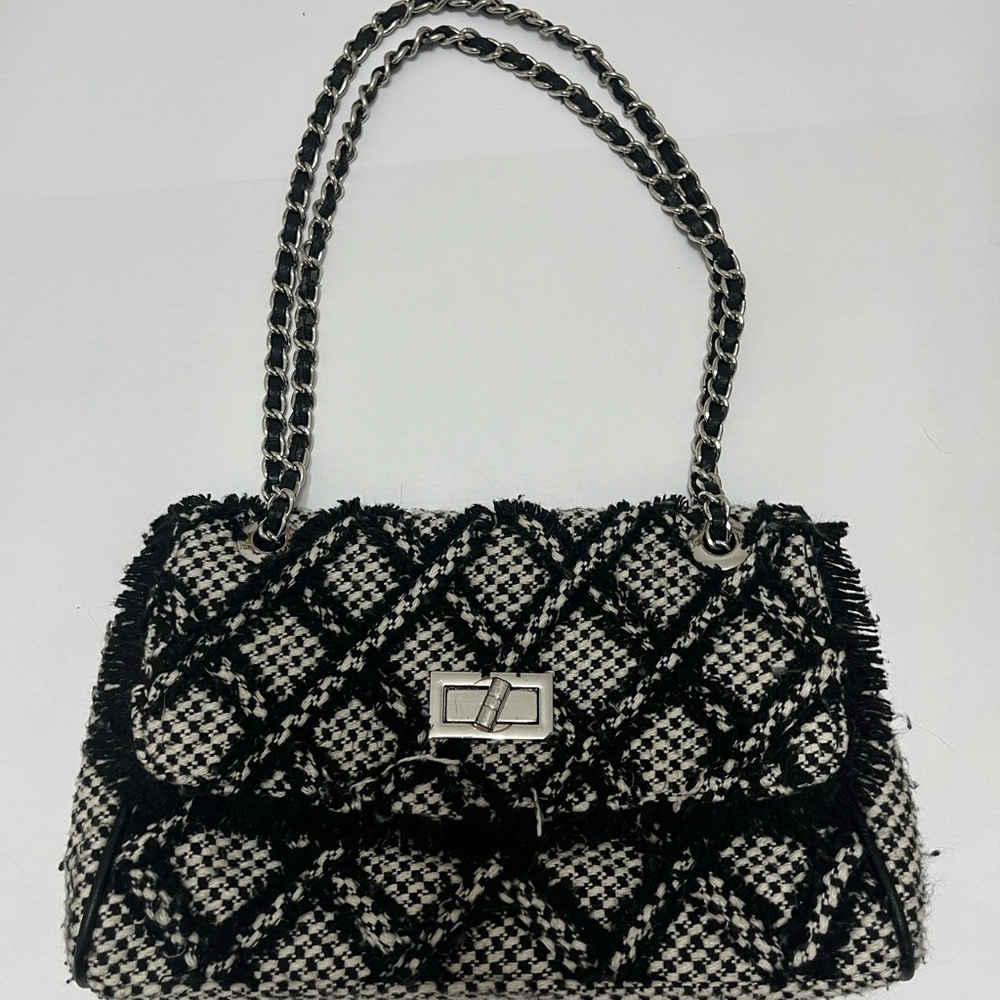 Y2K Black and White Tweed Handbag